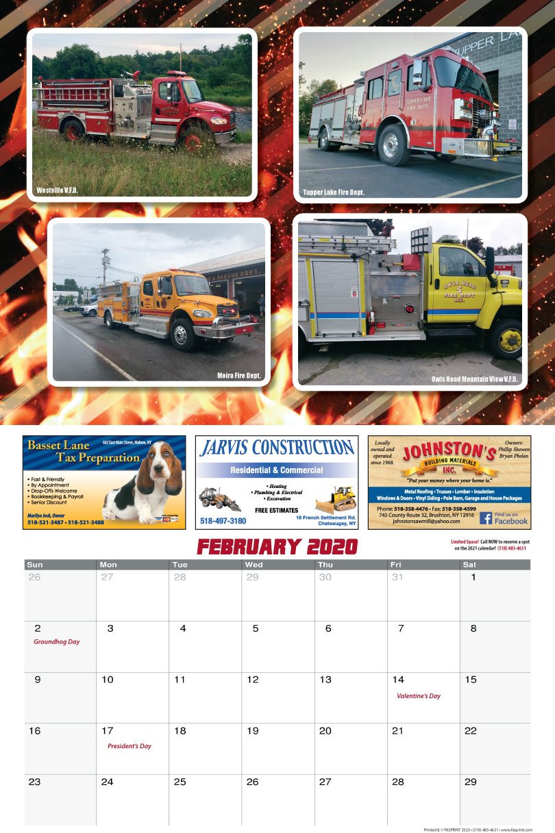 Franklin County Fire Calendar 2020 Feb