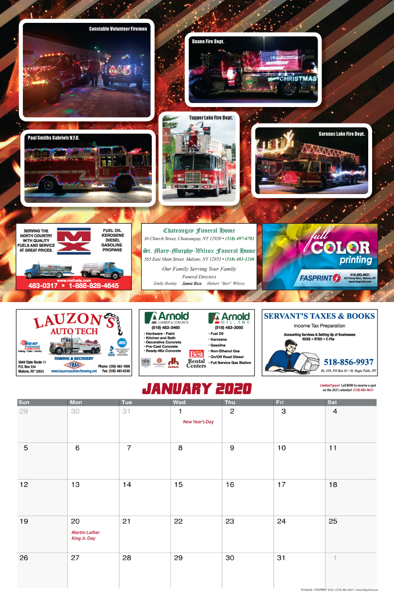 Franklin County Fire Calendar 2020 Jan