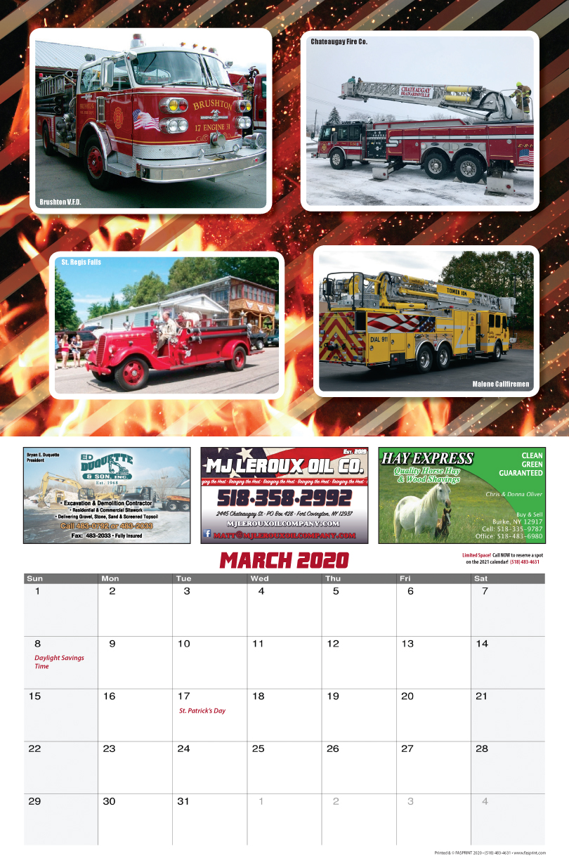 Franklin County Fire Calendar 2020 March